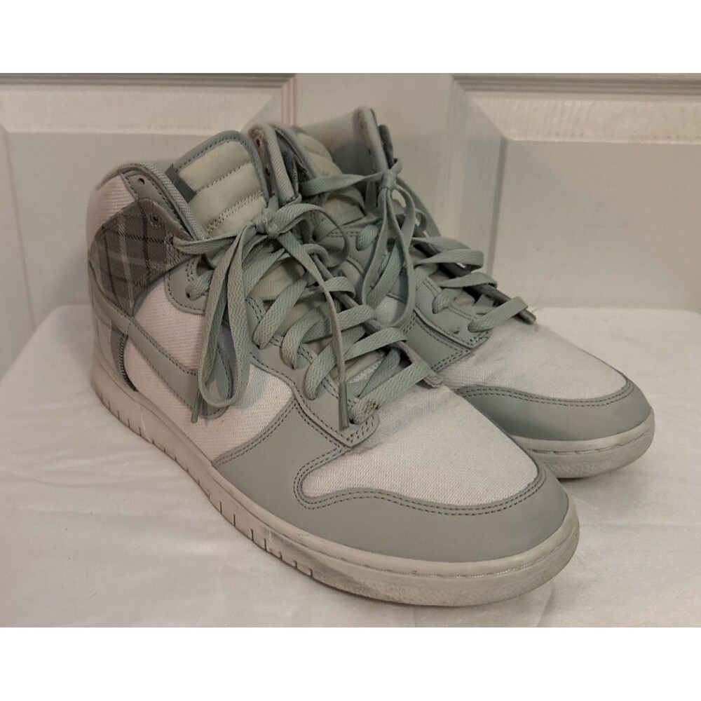 Nike Dunk High Retro "Vast Grey" Men's Sneakers High Tops Plaid , Size 12
